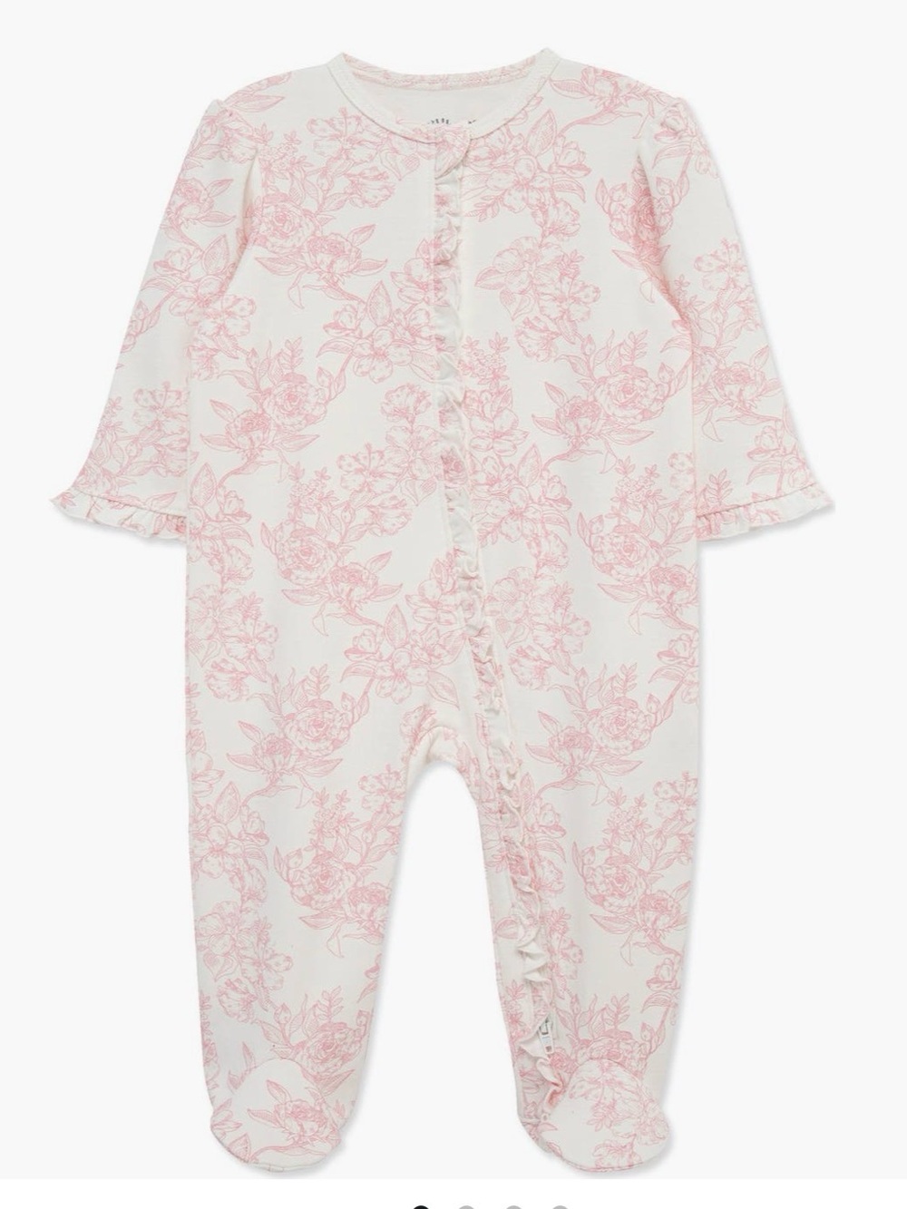 Little Me Pink and White Floral Footed One-Piece